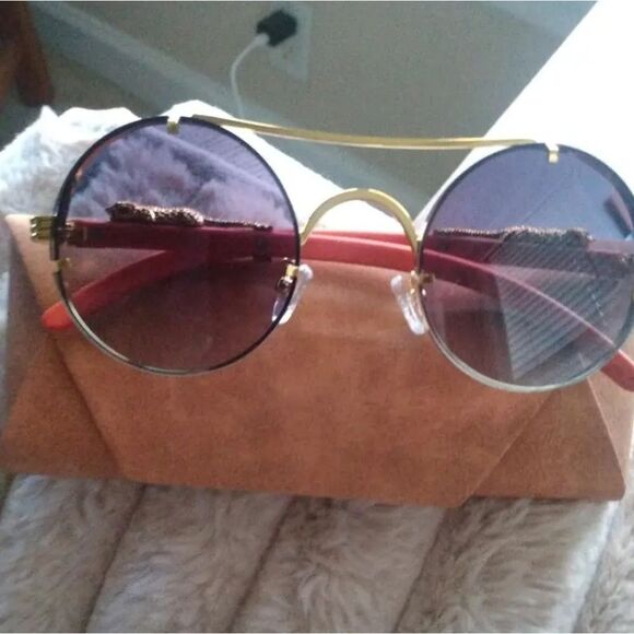 Bold Gold and Blue Sunglasses - Picture 2 of 6
